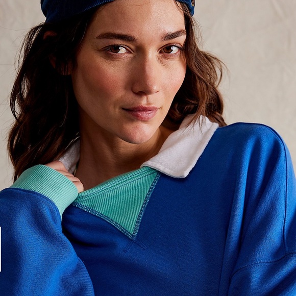 NWOT Free People Classic Crew Colorblock Sweatshirt - Picture 8 of 10